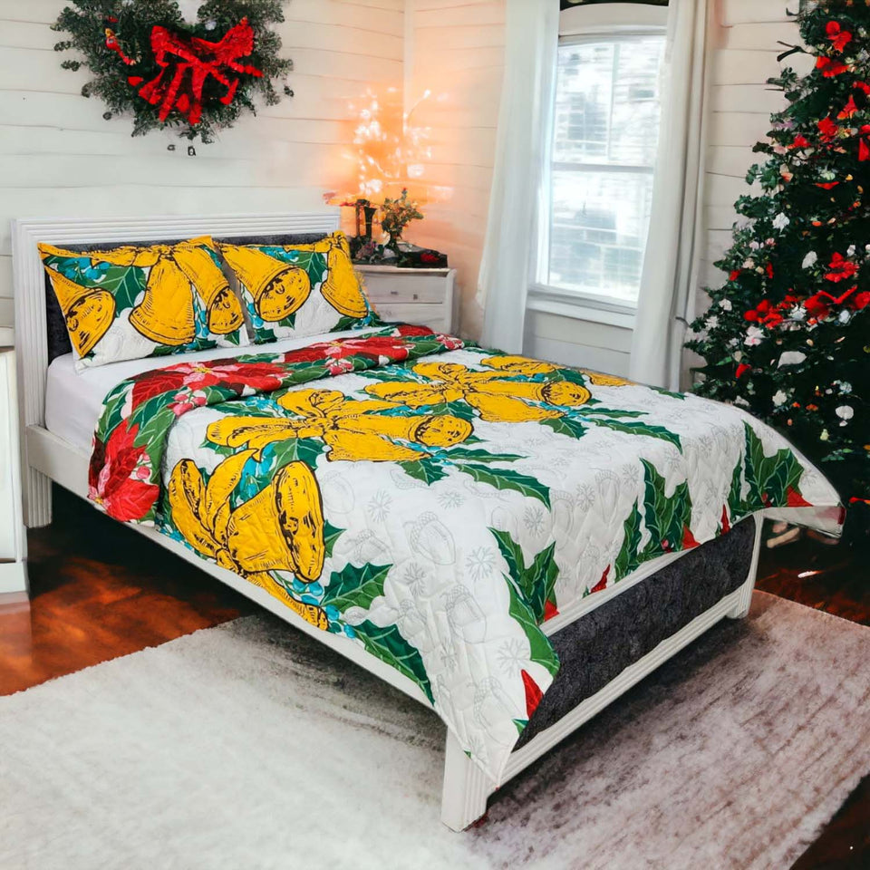 Edredon Navideño Cama Doble 140x190 cm + 2 Fundas de Almohadas