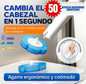 CleanFlash™ – Combo Premium: Cepillo + 50 repuestos aromatizados con jabón incluido
