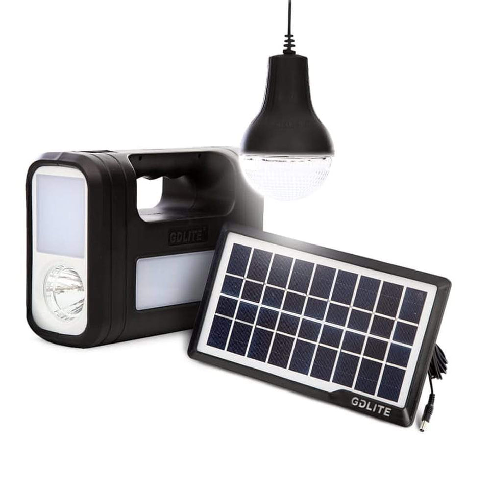 Kit Panel Solar con Bateria, linterna + 3 bombillas de luz LED
