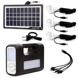Kit Panel Solar con Bateria, linterna + 3 bombillas de luz LED