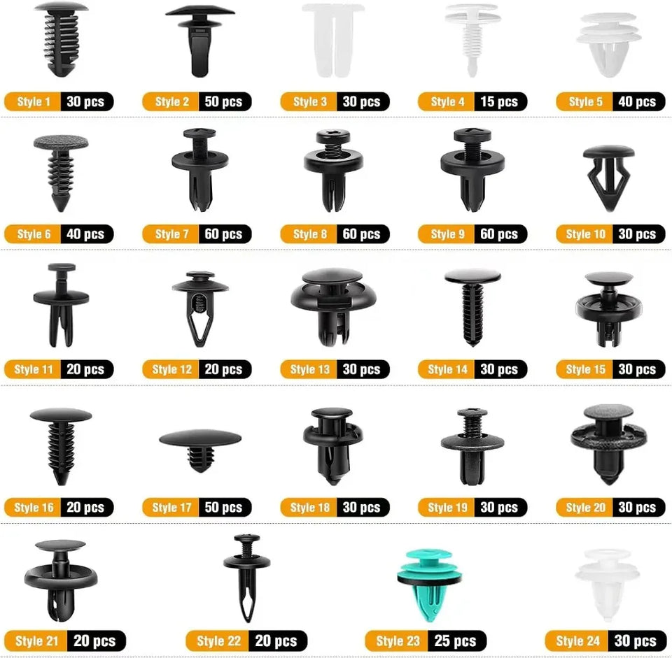 Kit de Clips para Carro y Moto 800 Piezas + Herramienta