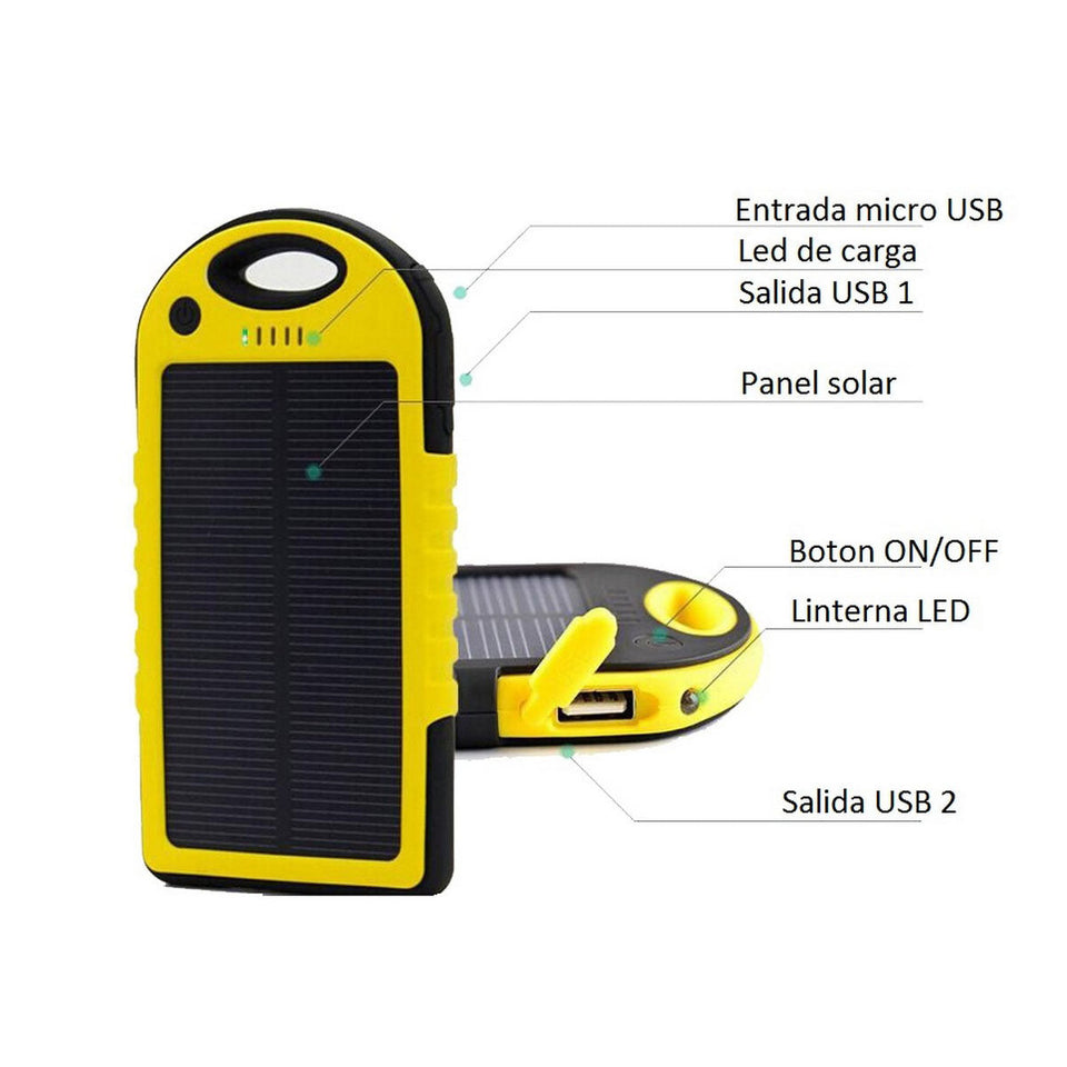 Cargador Portátil Panel Solar - Power Bank Solar 5000mAh
